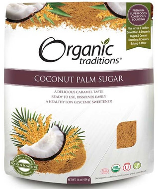 Organic Traditions Coconut Palm Sugar, 454 g | NutriFarm.ca