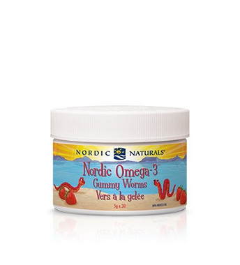 Nordic Naturals Omega 3 Gummy Worms Strawberry, 30 Gummies | NutriFarm.ca