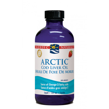 Nordic Naturals Liquid Cod Liver Oil Strawberry Flavour, 237 ml | NutriFarm.ca
