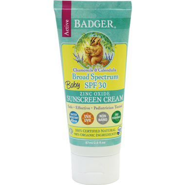 Badger Balms SPF 30 Baby Sunscreen Cream, 87 ml | NutriFarm.ca