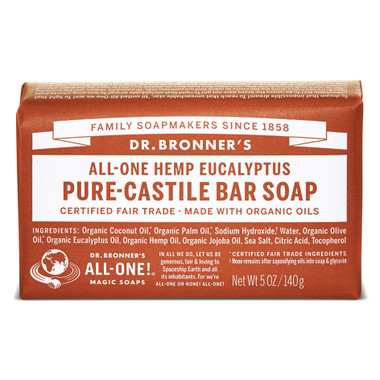 Dr. Bronner's Eucalyptus Pure Castile Bar Soap, 140 g | NutriFarm.ca