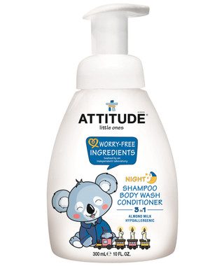 Attitude Little Ones 3-in-1 Foaming Wash Night Almond Milk, 300 ml | NutriFarm.ca 