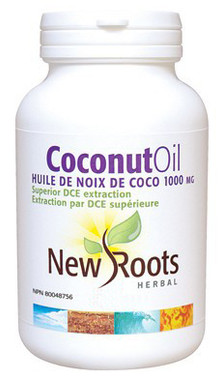 New Roots Coconut Oil Extra Virgin 1000 mg, 120 Softgels | NutriFarm.ca