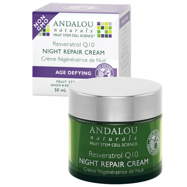 Andalou Naturals Resveratrol Q10 Night Repair Cream, 50 ml | NutriFarm.ca