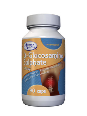 Omega Alpha D-Glucosamine Sulphate, 90 Vegetable Capsules | NutriFarm.ca