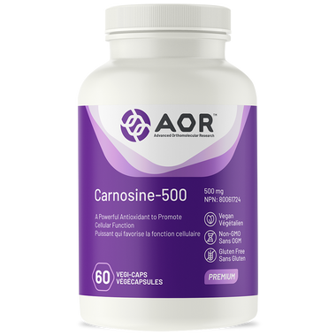 AOR Carnosine-500, 60 Vegetable Capsules | NutriFarm.ca