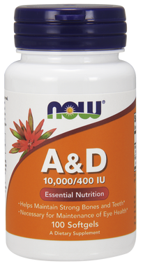 NOW Vitamin A & D 10,000 IU/400 IU, 100 Softgels | NutriFarm.ca