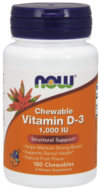NOW Vitamin D-3 1,000 IU Chewable, 180 Chewables | NutriFarm.ca