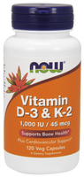 Vitamin D3 and K2, 120 Vegetable Capsules | NutriFarm.ca