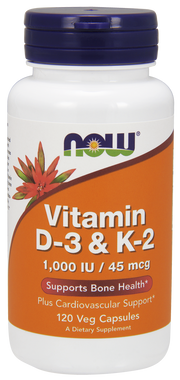 Vitamin D3 and K2, 120 Vegetable Capsules | NutriFarm.ca