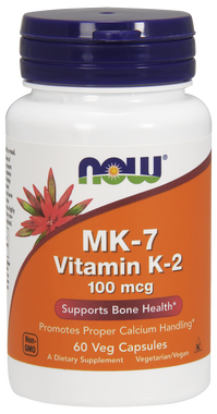 NOW MK-7 Vitamin K-2 100 mcg, 60 Vegetable Capsules | NutriFarm.ca