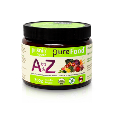 Pranin Organic PureFood A-Z, 300 g | NutriFarm.ca