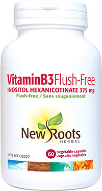 New Roots Vitamin B3 Flush Free 375 mg, 60 Capsules | NutriFarm.ca