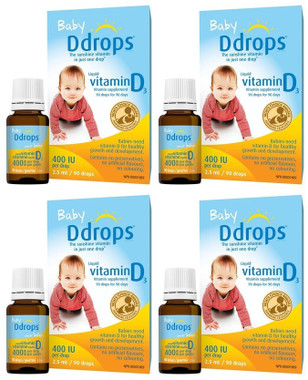 Baby Ddrops 400 IU, 90 drops/2.5 mL * 4 | NutriFarm.ca