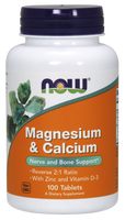 Now Magnesium and Calcium, 100 Tablets | NutriFarm.ca