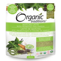 Organic Traditions Matcha Latte with Probiotics and Vanilla, 150 g | NutriFarm.ca