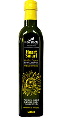 New Roots Heart Smart Certified Organic Sunflower Oil, 500 ml | NutriFarm.ca