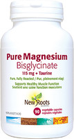 New Roots Pure Magnesium Bisglycinate 115 mg + Taurine, 90 vegetable capsules | NutriFarm.ca