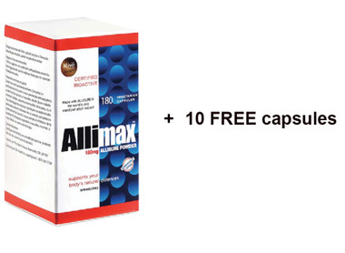 Allimax 100% Stabilized Allicin, 180 + 10 FREE Capsules | NutriFarm.ca