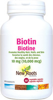 New Roots Biotin 10 mg (10,000 mcg), 60 Veg Caps | NutriFarm.ca