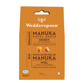 Wedderspoon Organic Manuka Honey Drops Echinacea, 120 g | NutriFarm.ca