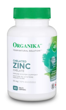 Organika Chelated Zinc, 45 tablets | NutriFarm.ca