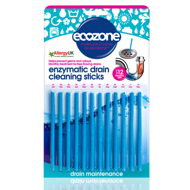 Ecozone Enzymatic Drain Cleaning Stick, Organic (vegan), 12 units | NutriFarm.ca