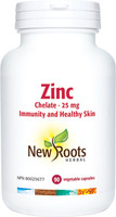 New Roots Zinc Chelate 25 mg, 90 Capsules | NutriFarm.ca