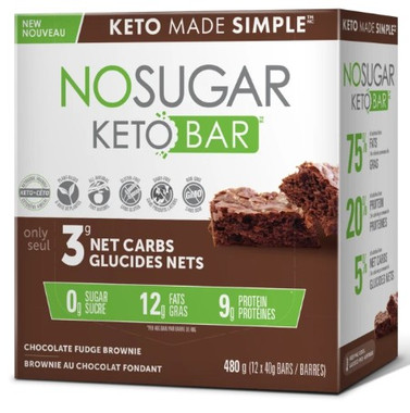 No Sugar Company Keto Chocolate Fudge Brownie 40 g, 12 bars | NutriFarm.ca