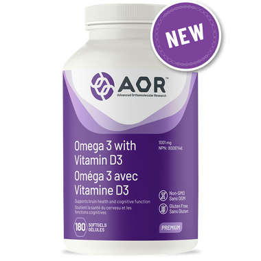 AOR Omega 3 with Vitamin D3, 180 softgels | NutriFarm.ca