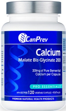 CanPrev Calcium Malate Bis-Glycinate 200, 120 Capsules | NutriFarm.ca