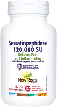 New Roots Serratiopeptidase 120,000 SU, 120 Capsules | NutriFarm.ca