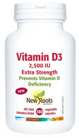 New Roots Vitamin D3 2,500 IU Extra Strength, 180 Caps | NutriFarm.ca