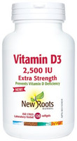 New Roots Vitamin D3 2,500 IU Extra Strength, 120 Softgels | NutriFarm.ca