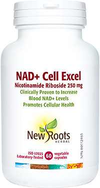 New Roots NAD+ Cell Excel, 60 Caps | NutriFarm.ca