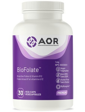 AOR BioFolate, 30 Vegetable Capsules | NutriFarm.ca