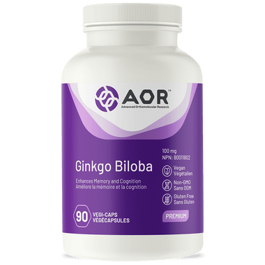 AOR Ginkgo Biloba 120 mg, 90 Vegetable Capsules | NutriFarm.ca