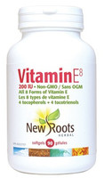 New Roots Vitamin E8 200 IU, 90 Softgels | NutriFarm.ca