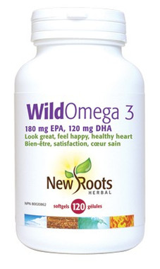 New Roots Wild Omega 3 (180 mg EPA 120 mg DHA), 120 Softgels | NutriFarm.ca