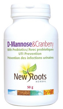 New Roots D-Mannose & Cranberry With Probiotics, 50 g | NutriFarm.ca