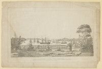 Sydney Cove, Port Jackson, the steam boat Australian on farewell of the missionary brig Camden [flag], October 25th 1838