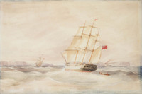 La Hogue, sailing ship, outside Sydney Heads, c.1860