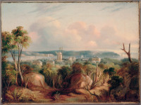 View north from Craigend looking over Woolloomooloo and Port Jackson, 1845