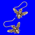 Buzzing Bumble Bee Insect Sheppard Hook Bronze Earrings