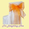 Orange Organza Wedding Chair Sash Ribbon Bow Decorations x 10 For Hire