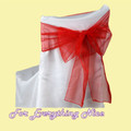 Scarlet Red Organza Wedding Chair Sash Ribbon Bow Decorations x 50 For Hire