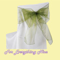 Spring Moss Organza Wedding Chair Sash Ribbon Bow Decorations x 10 For Hire