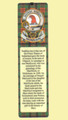 Nicholson Clan Badge Clan Nicholson Tartan Laminated Bookmarks Set of 2