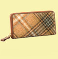 Aikwood Tweed Check Fabric Leather Large Ladies Purse Wallet