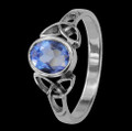 Celtic Knotwork March Birthstone Ladies Sterling Silver Ring